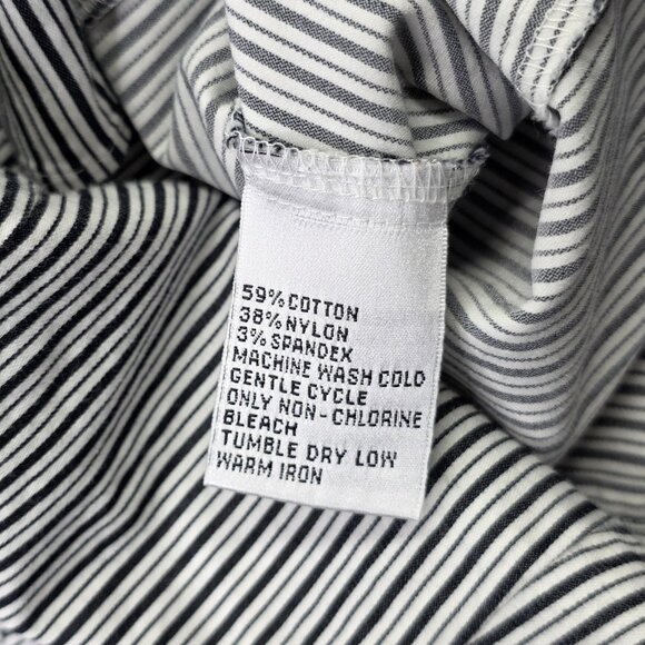 Talbots Shirt Womens 8 Small Black White Stripe Stretch Button Down Top Office - Picture 10 of 11